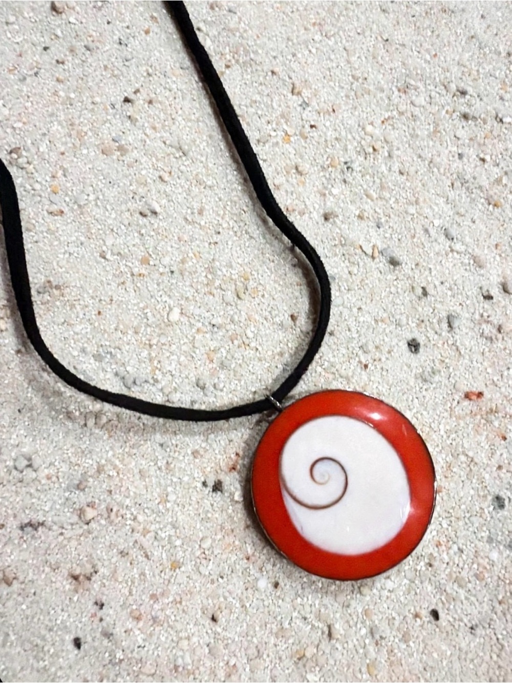 Shiva Eye in Orange - Stainless Steel & 19" Leather Cord Necklace